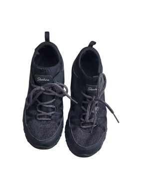 Skechers Women's Black Lace-Up Knit Sneakers